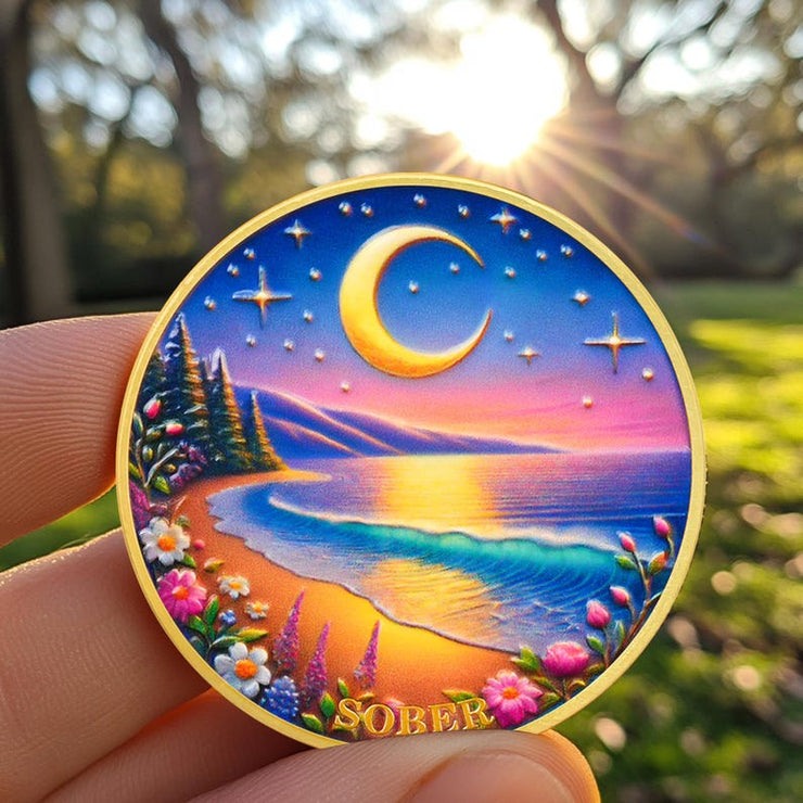 Tranquil Moon Beach Sobriety Coin