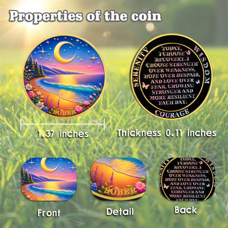 Tranquil Moon Beach Sobriety Coin