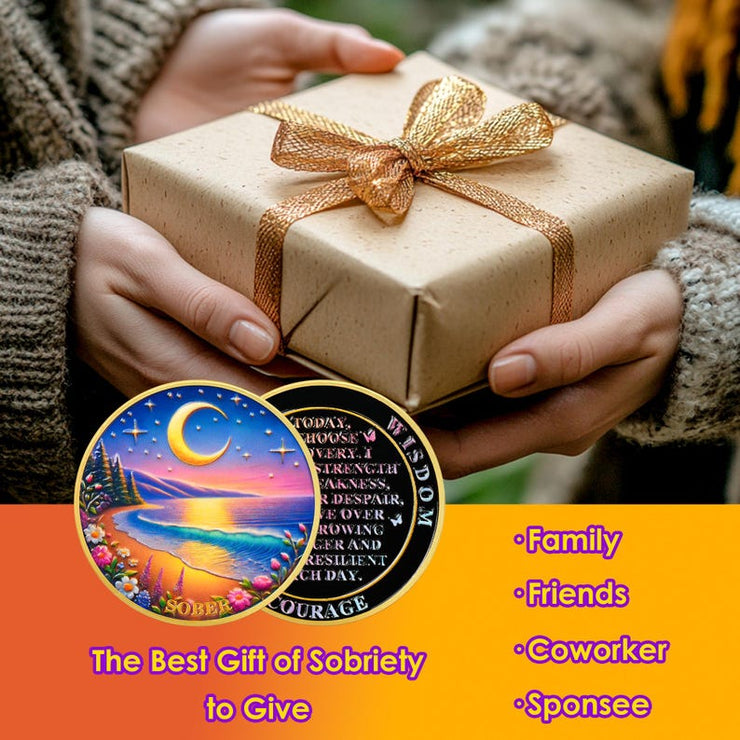 Tranquil Moon Beach Sobriety Coin