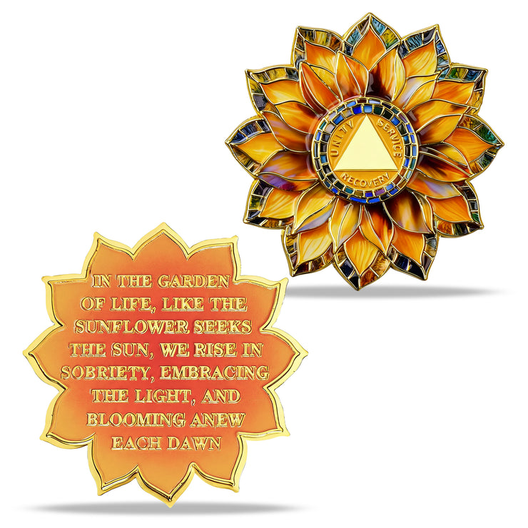 Personalized Sunflower Sobriety Coin