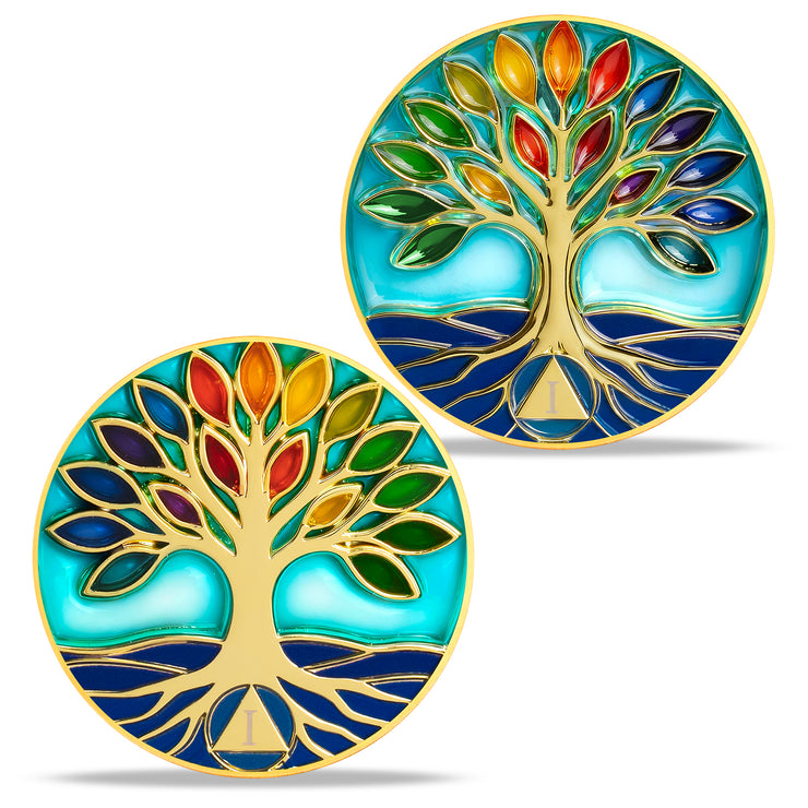Personalized Glass The Tree of Life Sobriety Coin