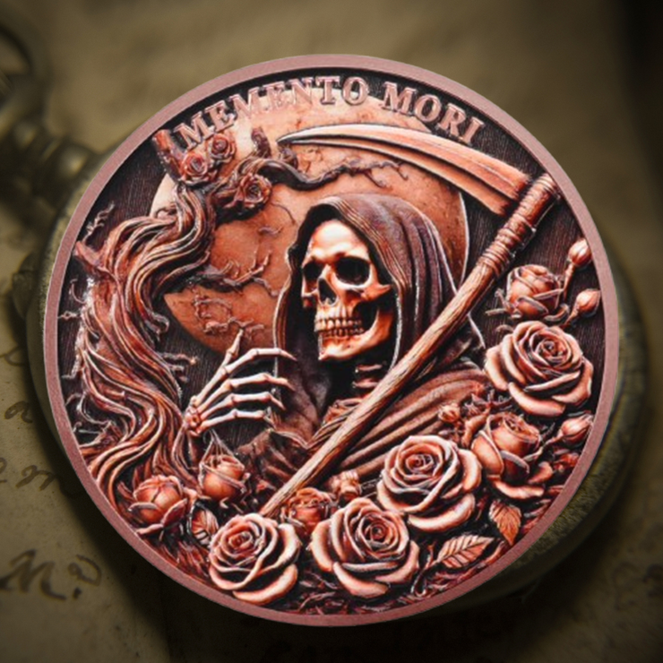 Stoic Reminder Memento Mori Coin Skull Challenge Coins