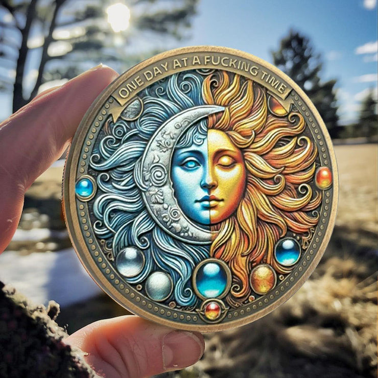 Sun and Moon Recovery Sobriety Coin