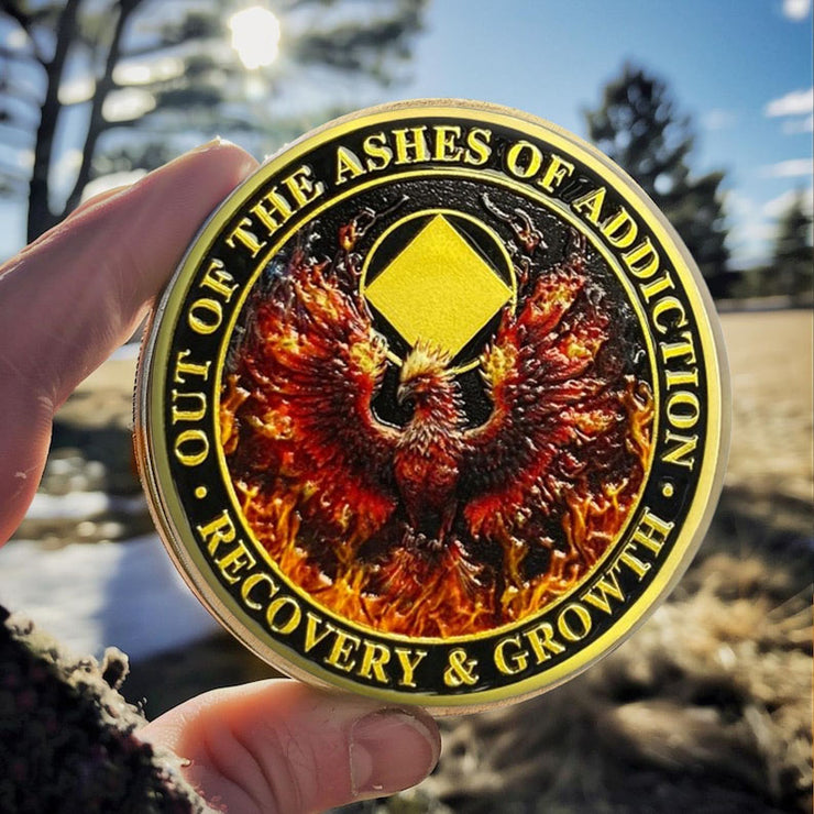 Personalized Reborn from Fire Delicate Phoenix Sobriety Coin