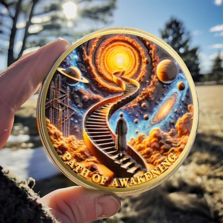 Cosmic Steps Path of Awakening Sobriety Coin