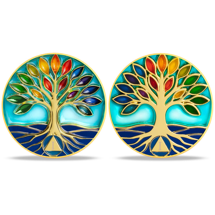 Personalized Glass The Tree of Life Sobriety Coin