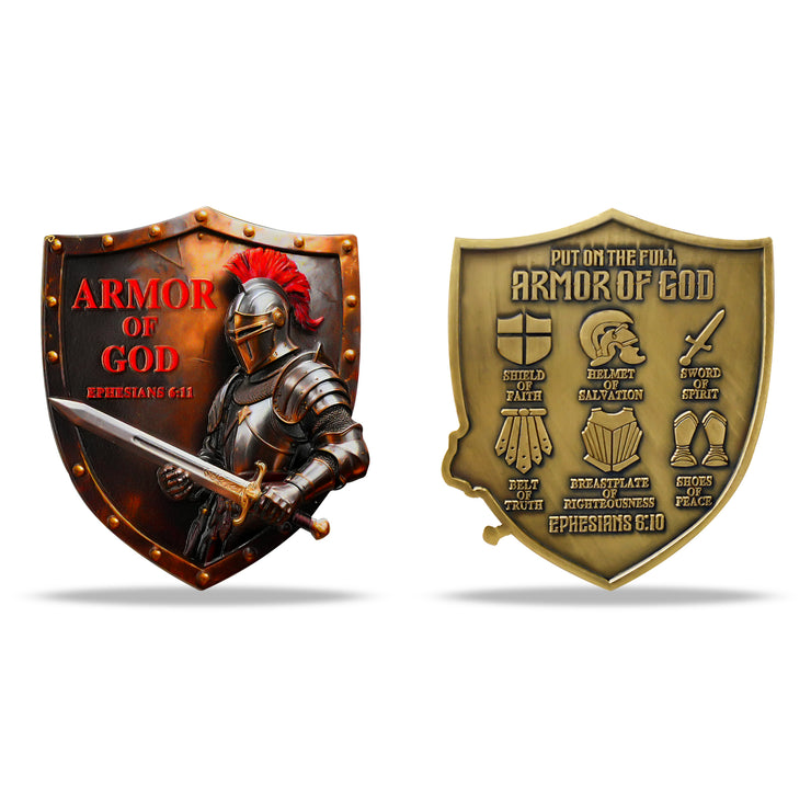 Knight Christian Faith ShieldArmor of God Challenge Coin with Ephesians 6:11