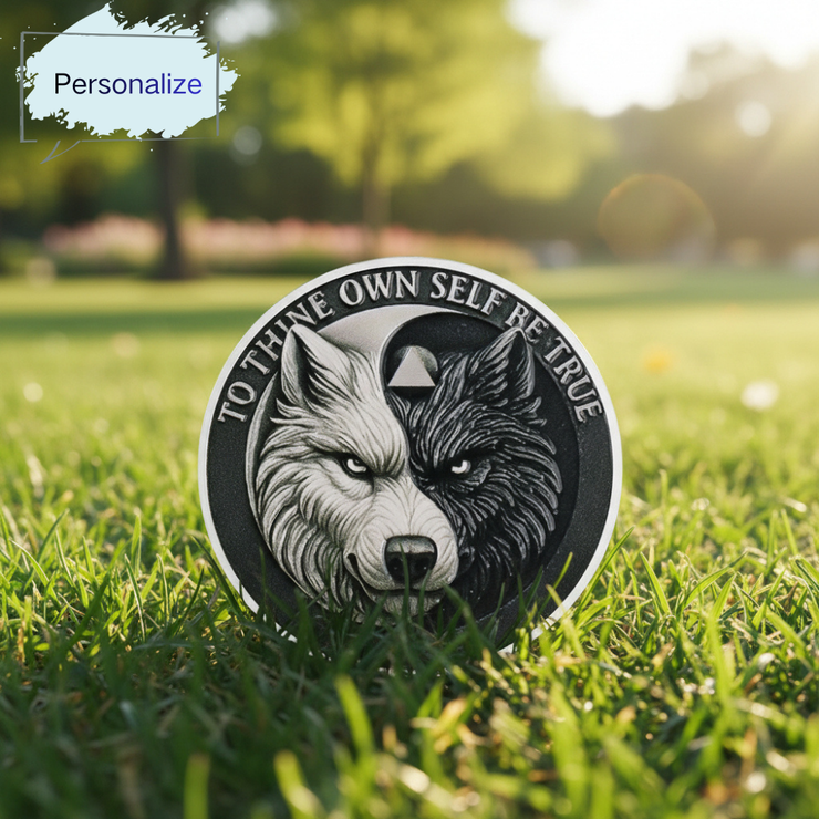 Personalized Balance Wolf Sobriety Coin