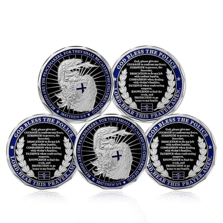 5 Pcs Guardian Angel Police Challenge Coin Gift Set