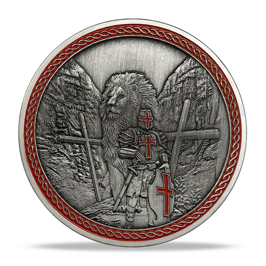 Knights Templar With Lion Cross Challenge Coin