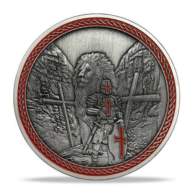 Knights Templar With Lion Cross Challenge Coin
