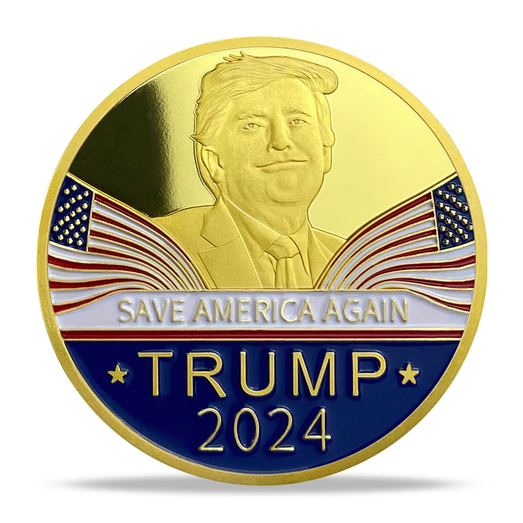Trump 2024 The President Seal Challenge Coin 3D Gold Finish Collectible Gift Coin
