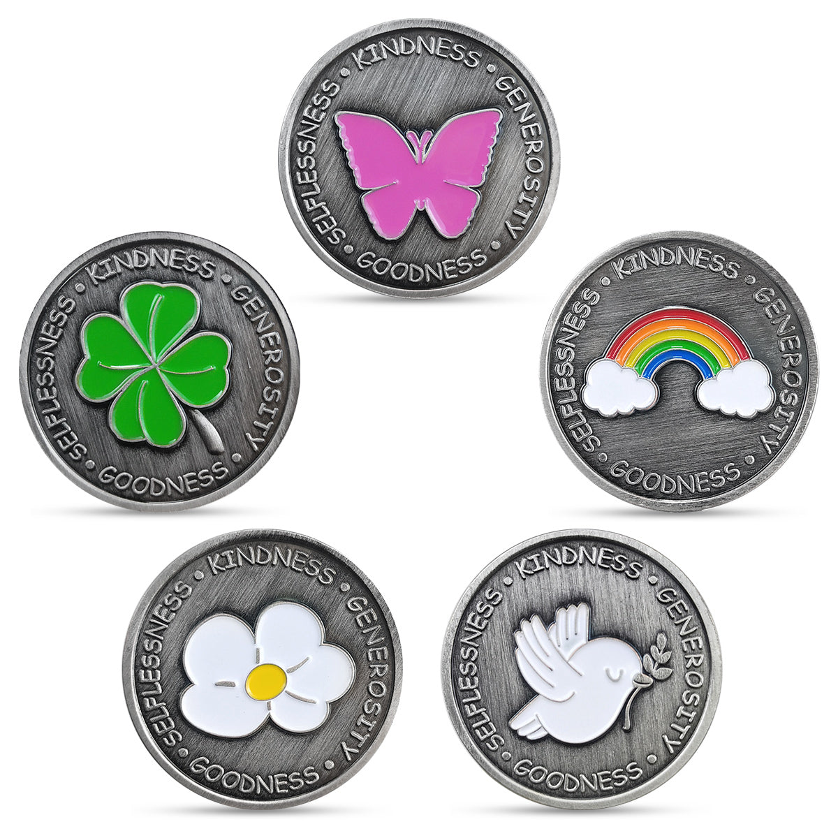 5 Pcs Bundle Rainbow Kindness Token Appreciation Coin Gift Set