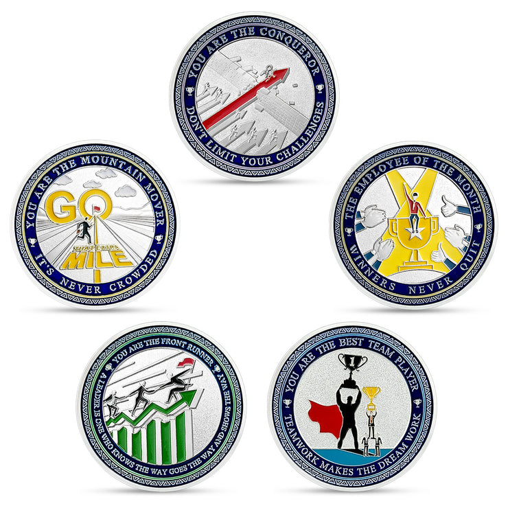 5 Pcs Bundle Employee Appreciation Challenge Coin Gifts Inspirational Set