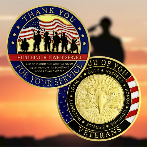 US Military Veterans Thank You for Your Service Army Appreciation Challenge Coin