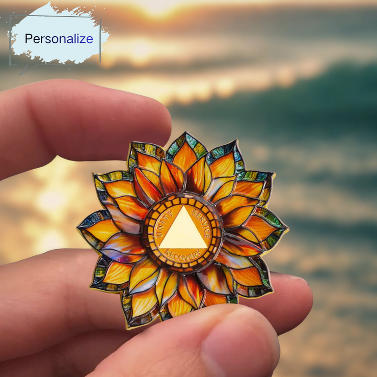 Personalized Sunflower Sobriety Coin
