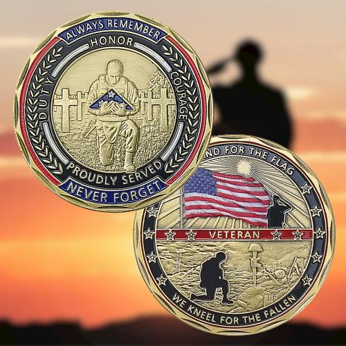 United States Veteran We Stand for the Flag Challenge Coin Military Retirement Gifts-AtSKnSK