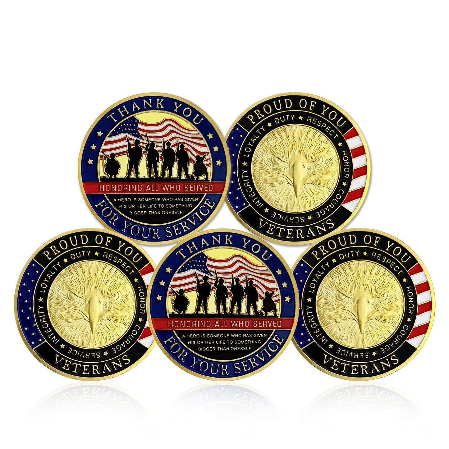 5 Pcs Thank You Veterans Military Challenge Coin Gift Set