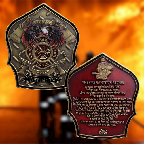 Firefighter Prayer 911 Fallen Hero Challenge Coin