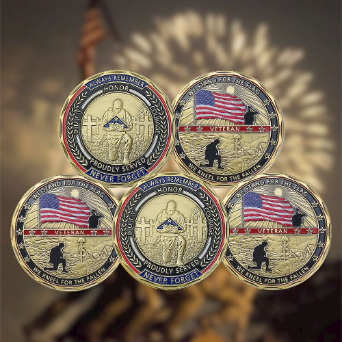 5 Pcs Veterans Military Challenge Coin Retirement Gift Coin Set