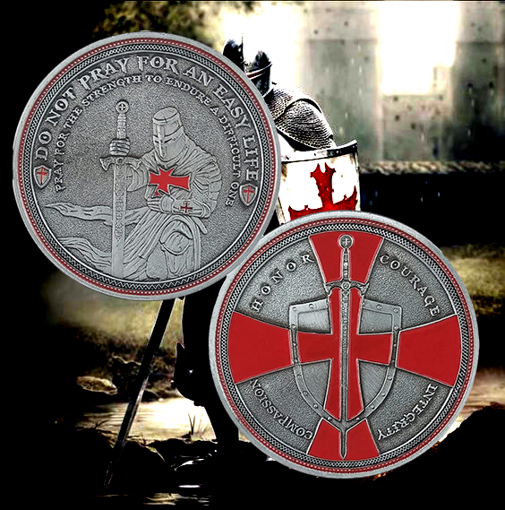 Knight Templar Challenge Coin Red Cross Religious Coin Collection Commemorative Gift