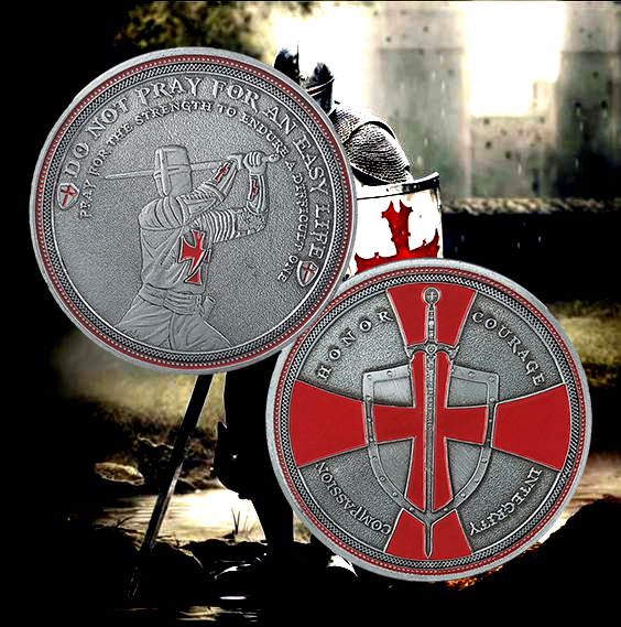 Knight Templar Challenge Coin Red Cross Religious Coin Collection Commemorative Gift