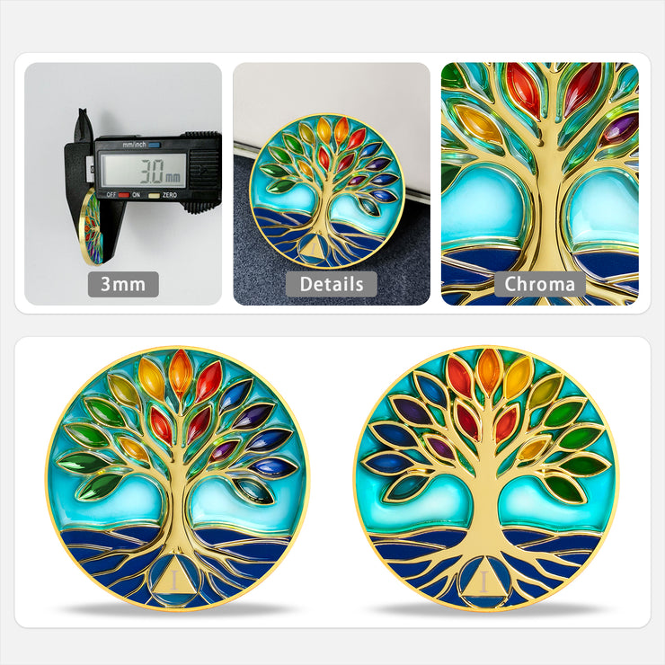 Personalized Glass The Tree of Life Sobriety Coin