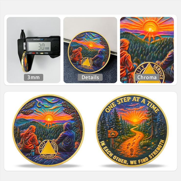 Personalized Step by Step Forest Sobriety Coin