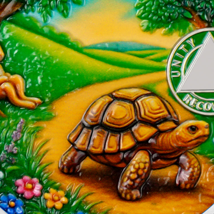Personalized Slow and Steady Sobriety Coin