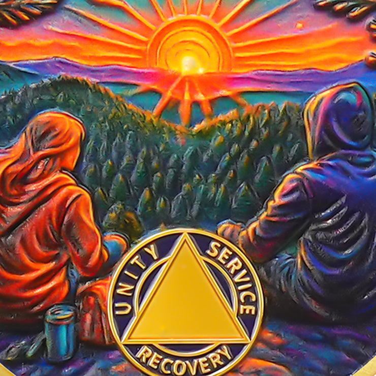 Personalized Step by Step Forest Sobriety Coin