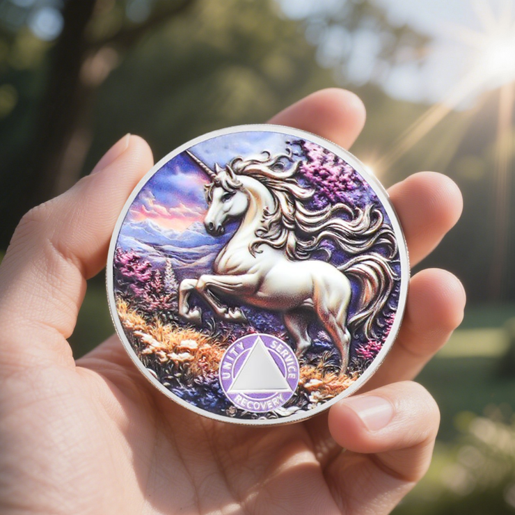 Personalized Pure Unicorn Religious Sobriety Coin