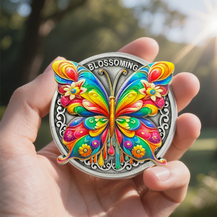 Colorful Butterfly Sobriety Coin