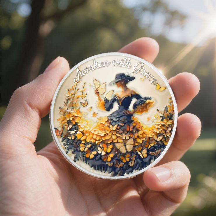 Fall Leaves & Serenity Girl Autumn Sobriety Coin