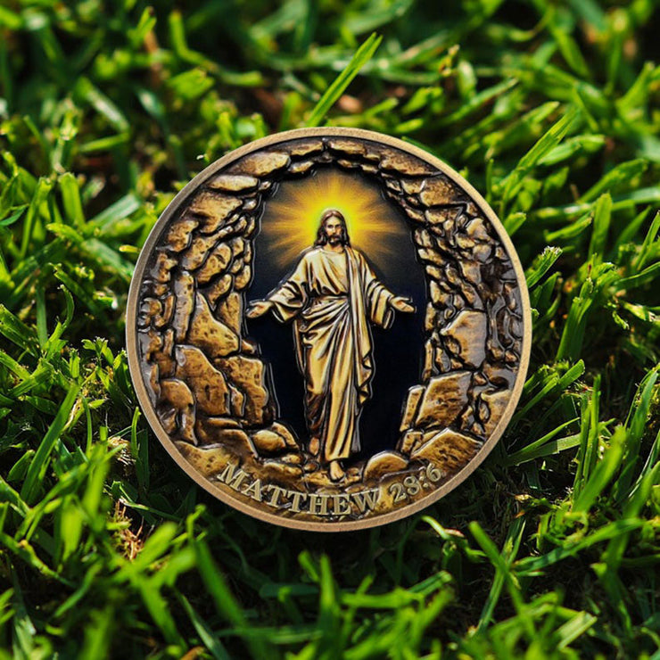 Jesus Stone Tomb Resurrection Religious Coin