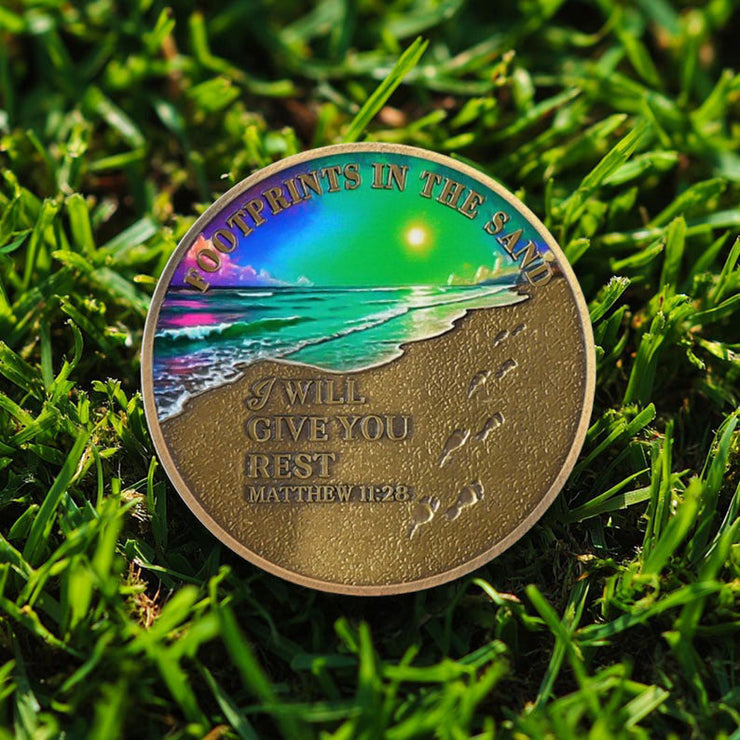Beach Footprints Religious Coin