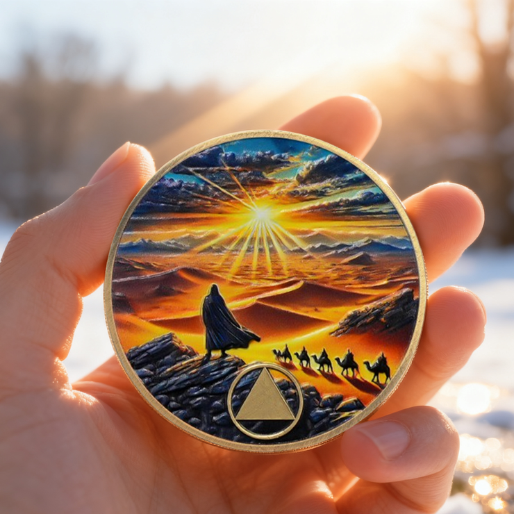 Personalized The Desert Dawn of Unbreakable Will Sobriety Coin