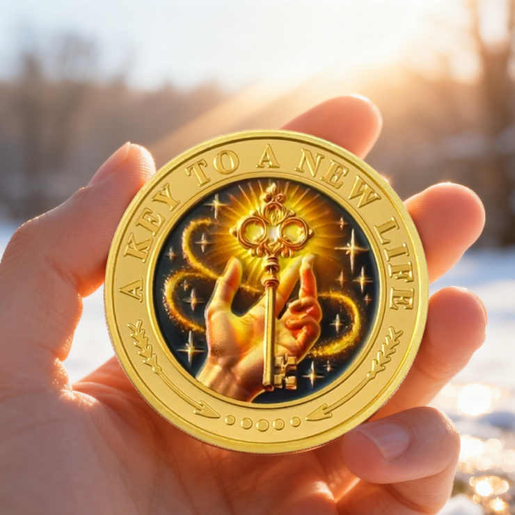 The Key to A New Chapter AA Sobriety Coin