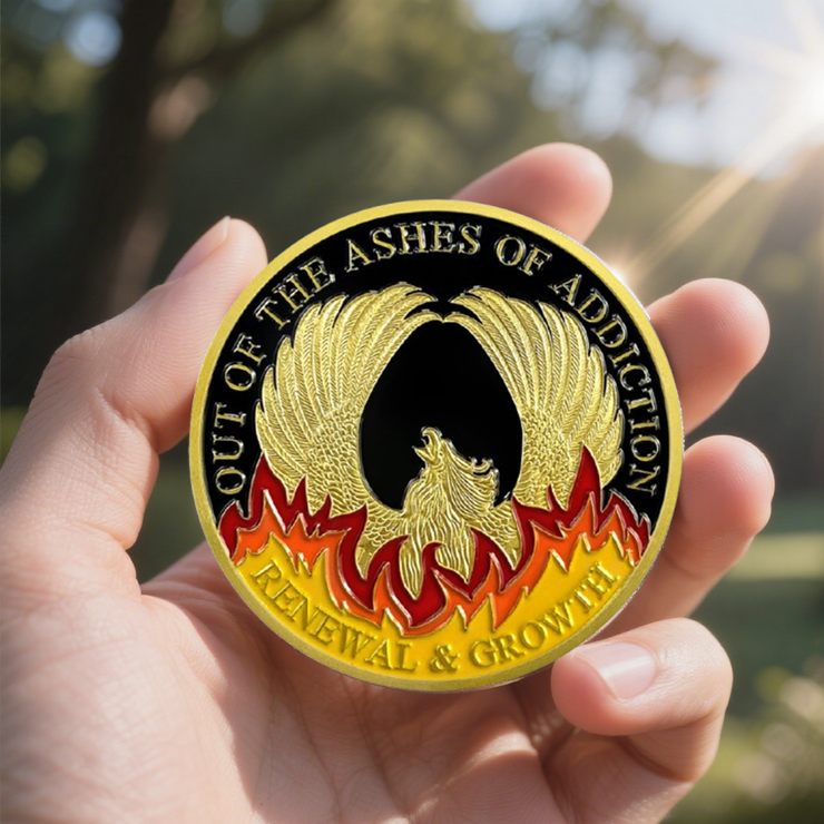 Rebirth from the Ashes Phoenix Sobriety Coin