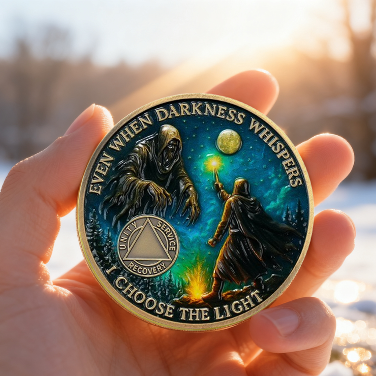 Personalized Darkness Whisper Recovery Sobriety Coin