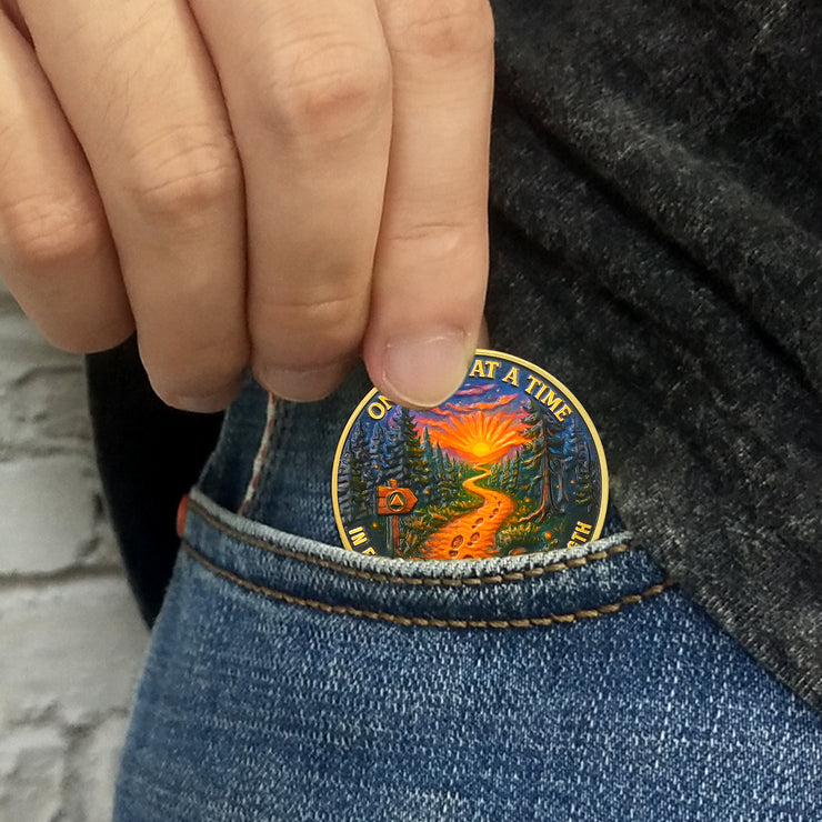 Personalized Step by Step Forest Sobriety Coin