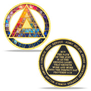 Personalized Hollowed-Out Iridescent Glass Rainbow Sobriety Coin