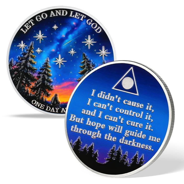 Gazing at Shooting Stars Sobriety Coin