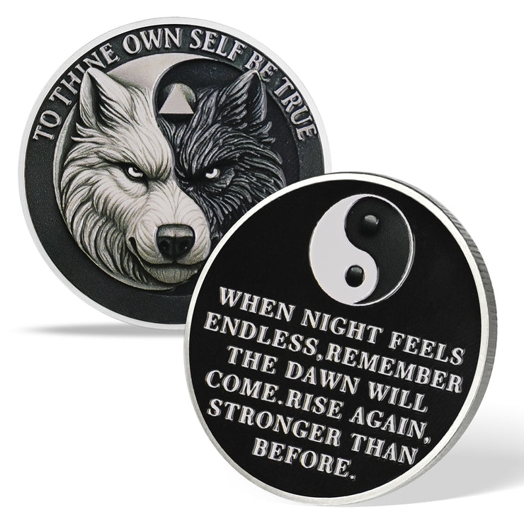 Personalized Balance Wolf Sobriety Coin