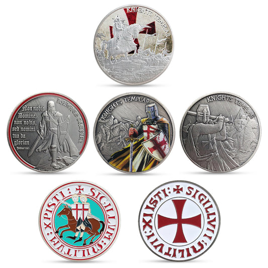 4 Pcs Bundle Knight Templar Red Cross Challenge Coin Gift Set