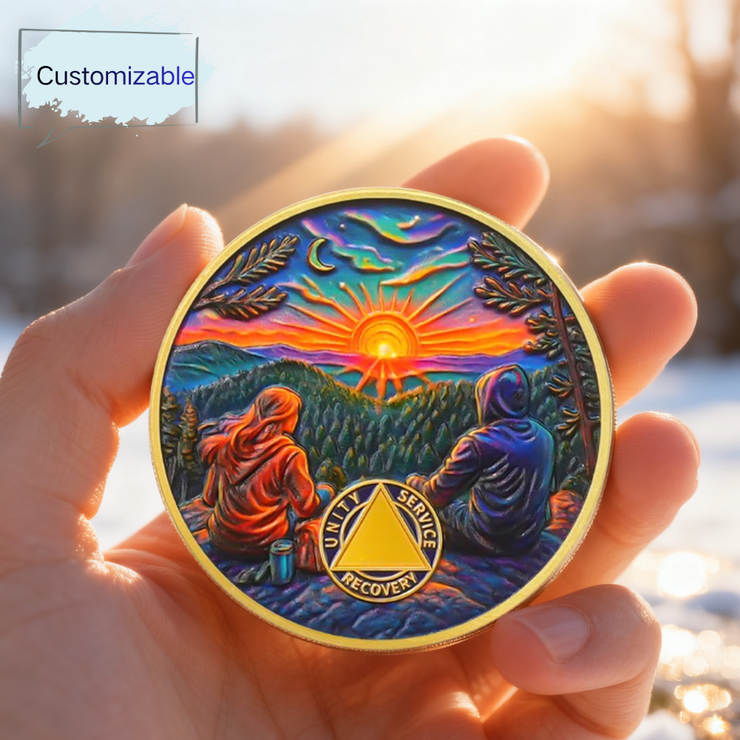 Personalized Step by Step Forest Sobriety Coin