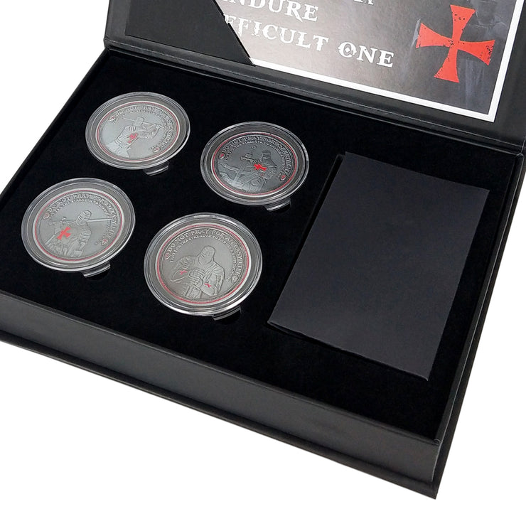 5 Pcs Knight Templar Crusader Life Creed Token Challenge Coin Gift Set