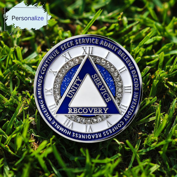 Personalized Rotating Triangle 12 Steps Sobriety Milestone Coin