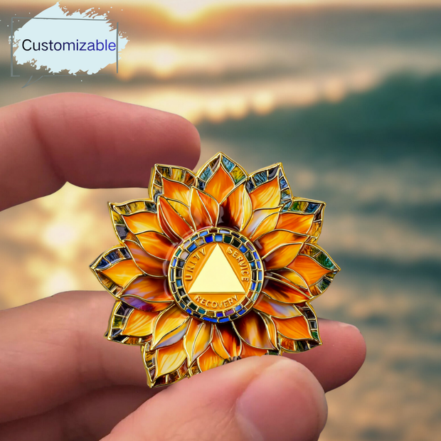 Personalized Sunflower Sobriety Coin