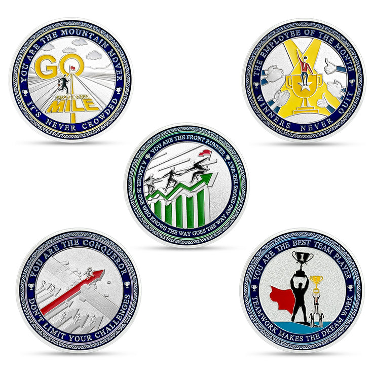 5 Pcs Bundle Employee Appreciation Challenge Coin Gifts Inspirational Set