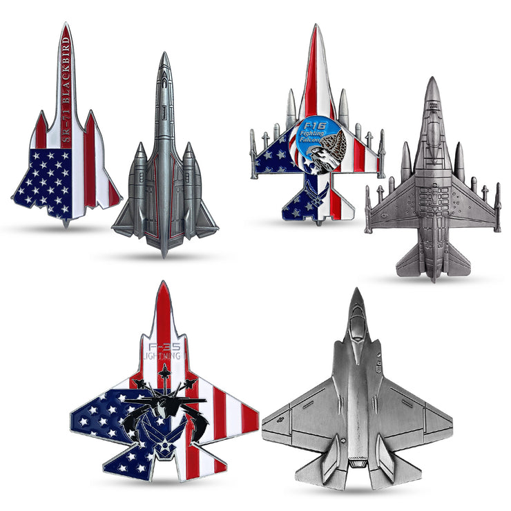 3 Pcs Bundle US Air Force Fighting Falcon Model Challenge Coin Gift Set